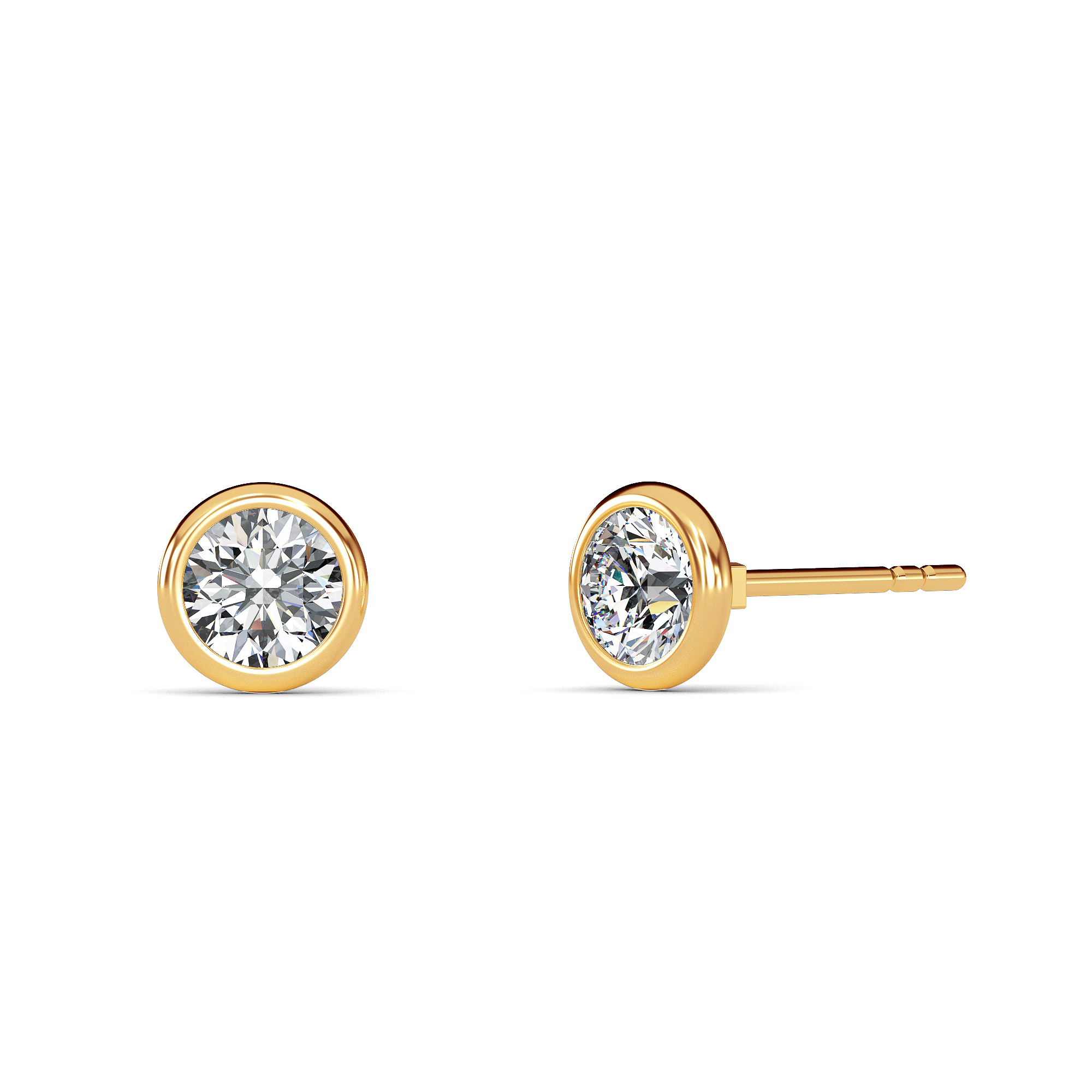 Round Bezel Diamond Studs - PLEASURE DIAMONDS L.L.C. 1