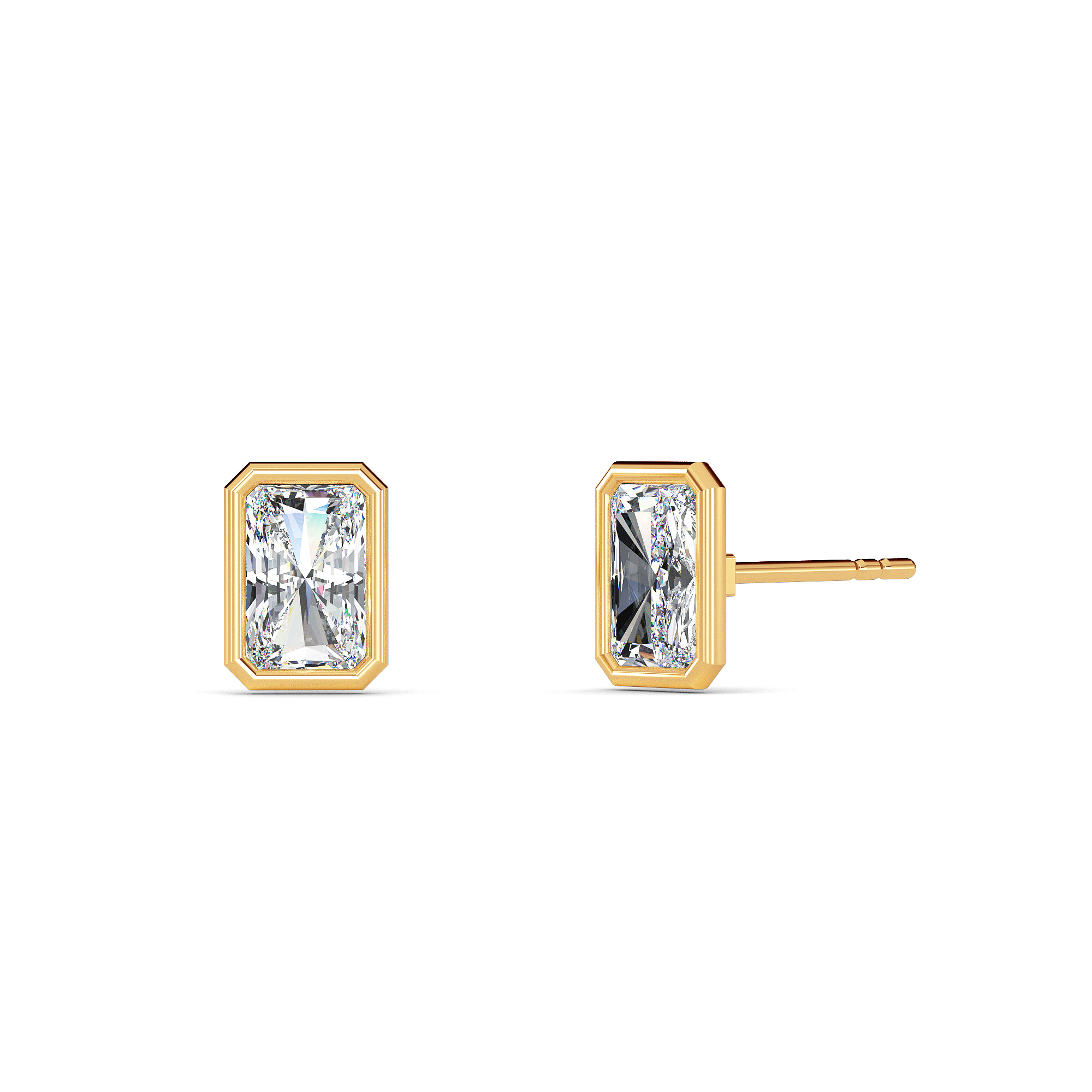 Radiant Bezel Diamond Studs - PLEASURE DIAMONDS L.L.C. 1