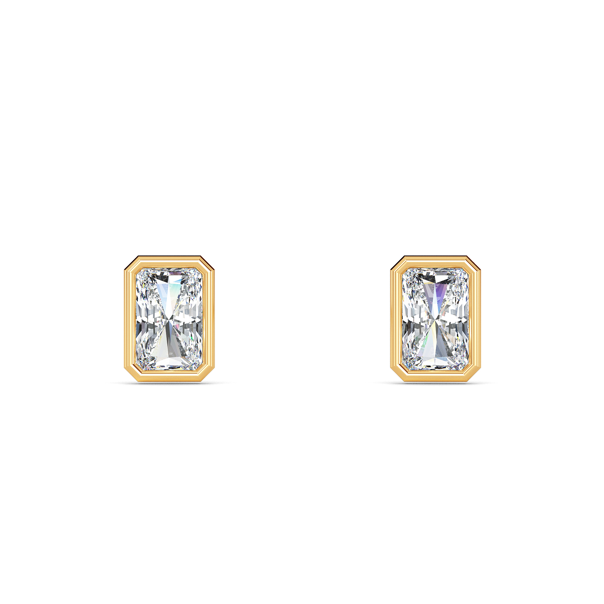 Radiant Bezel Diamond Studs - PLEASURE DIAMONDS L.L.C. 3