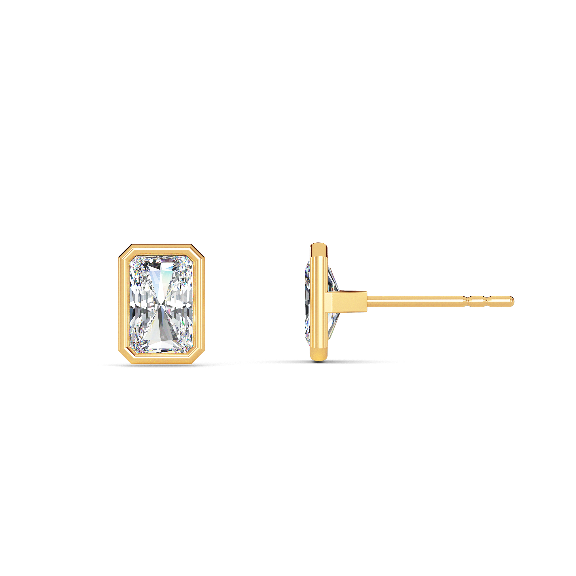 Radiant Bezel Diamond Studs - PLEASURE DIAMONDS L.L.C. 2