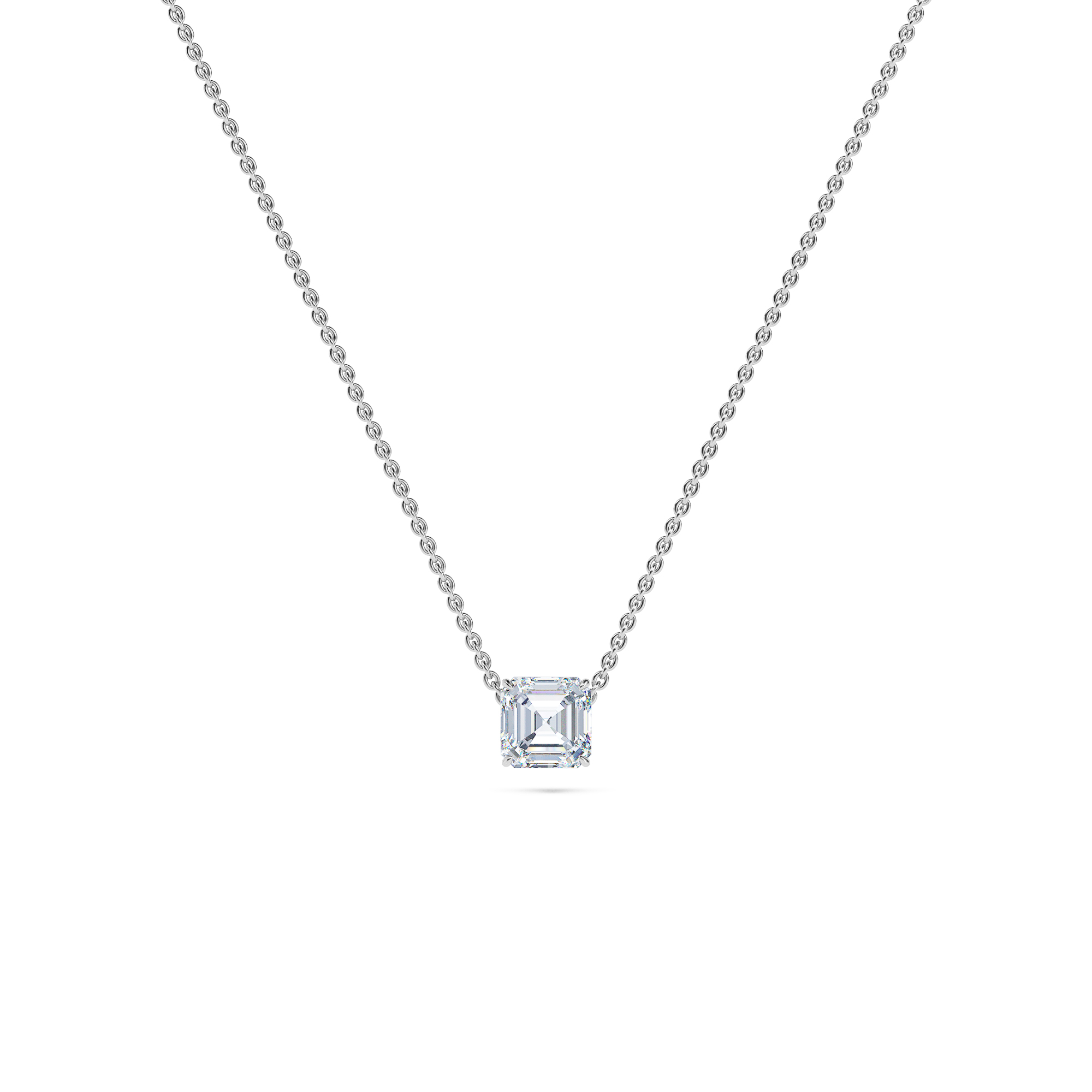 Asscher Solitaire Diamond Necklace - PLEASURE DIAMONDS L.L.C. 1