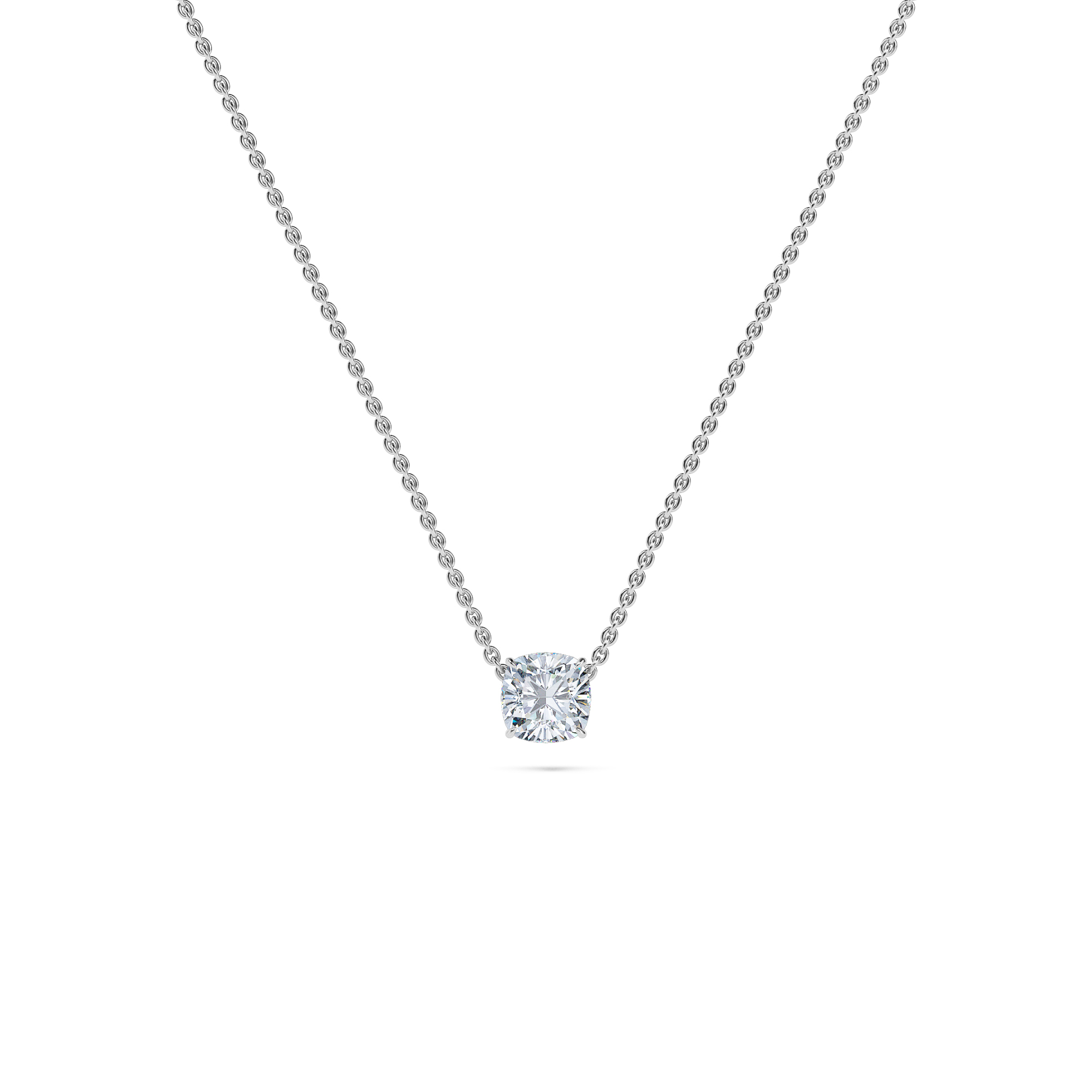 Cushion Solitaire Diamond Necklace - PLEASURE DIAMONDS L.L.C. 1