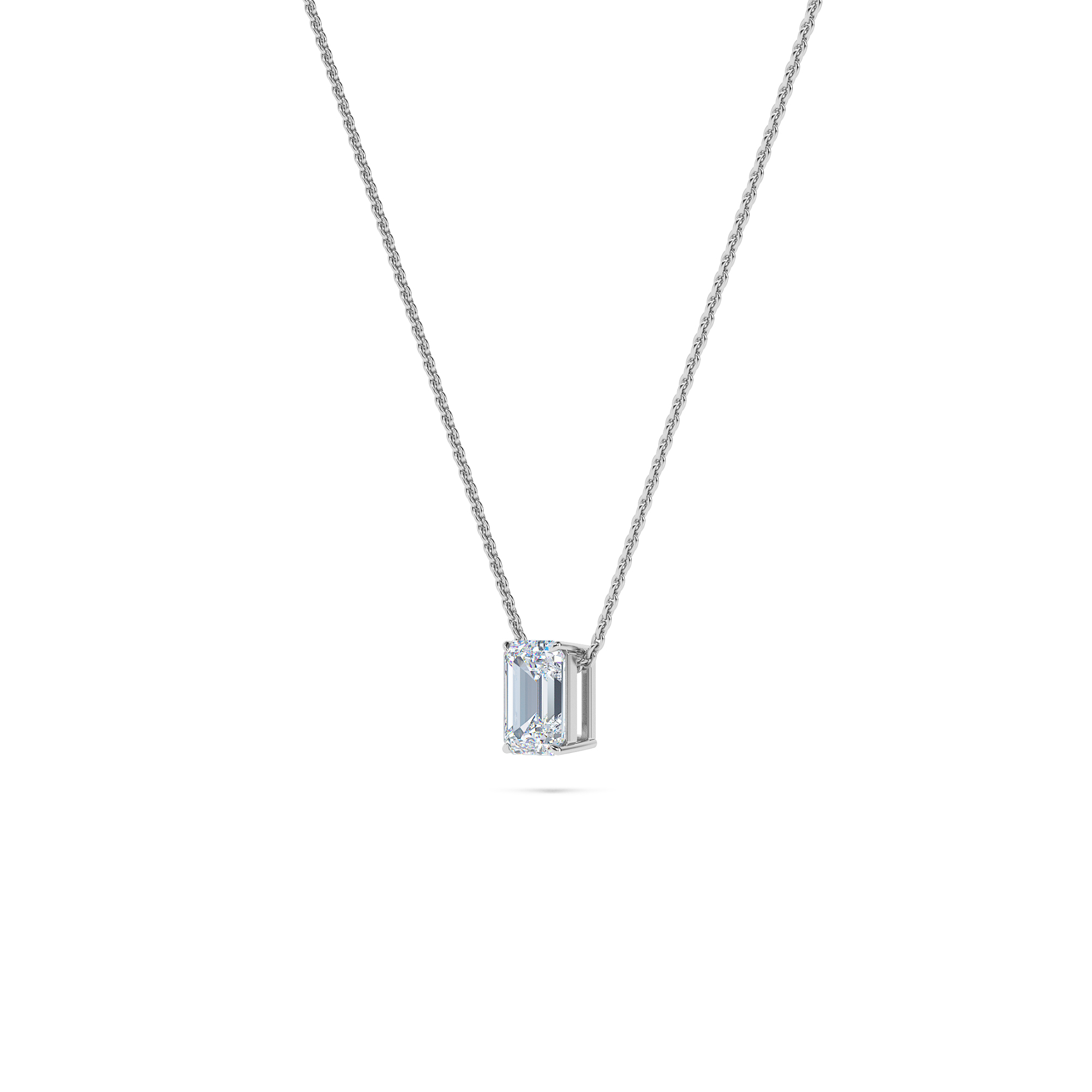 Emerald Solitaire Diamond Necklace - PLEASURE DIAMONDS L.L.C. 2