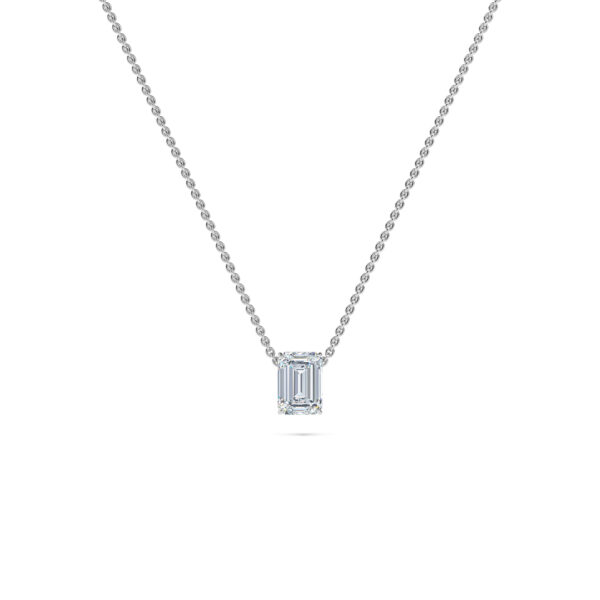 Emerald Solitaire Diamond Necklace - PLEASURE DIAMONDS L.L.C. 1