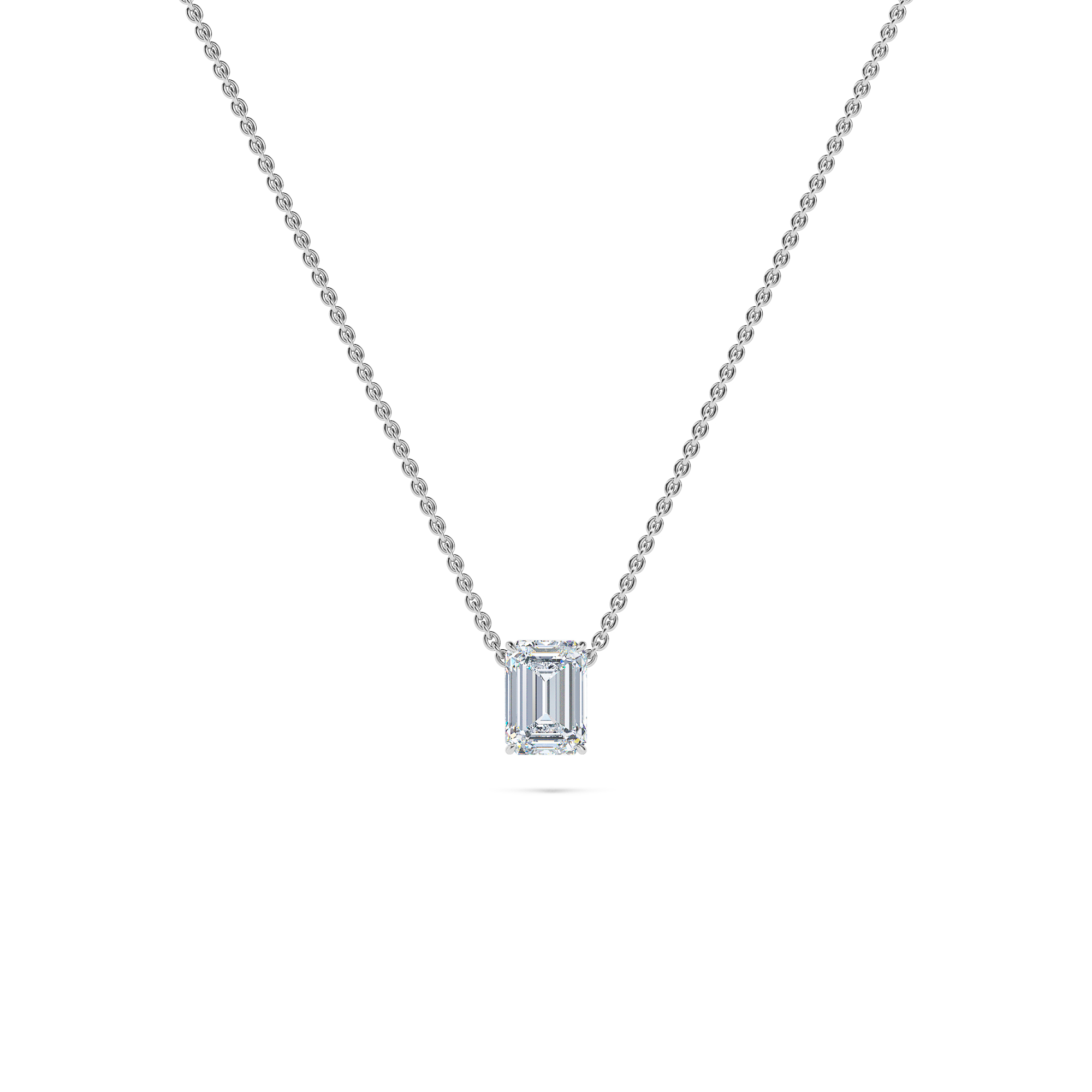 Emerald Solitaire Diamond Necklace - PLEASURE DIAMONDS L.L.C. 1