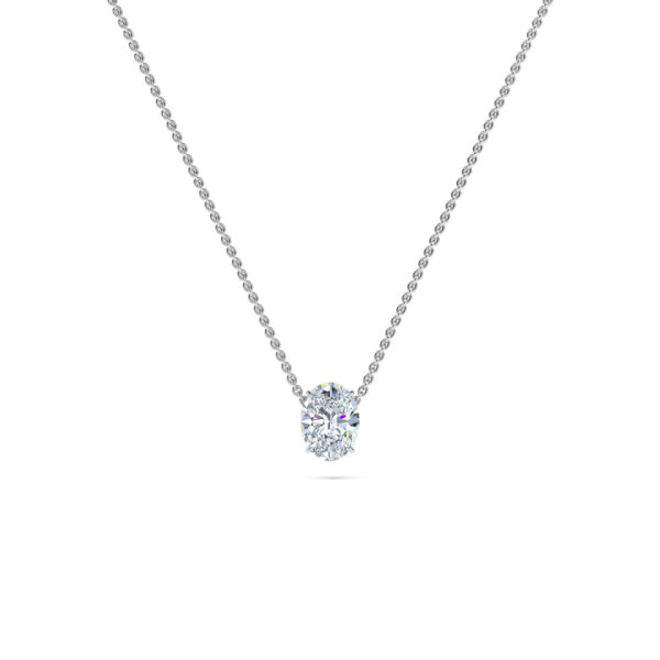 Oval Solitaire Diamond Necklace - PLEASURE DIAMONDS L.L.C. 1