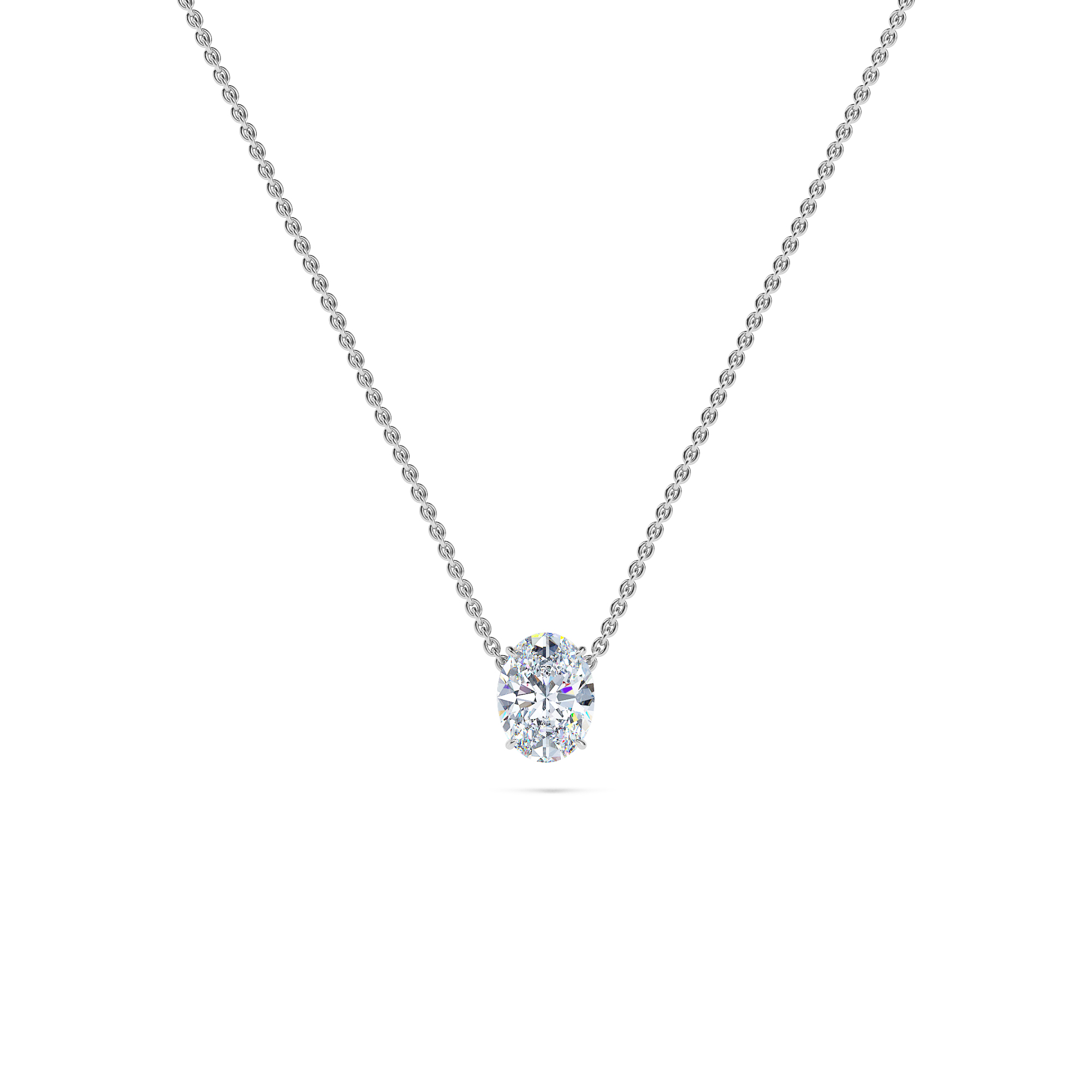 Oval Solitaire Diamond Necklace - PLEASURE DIAMONDS L.L.C. 1