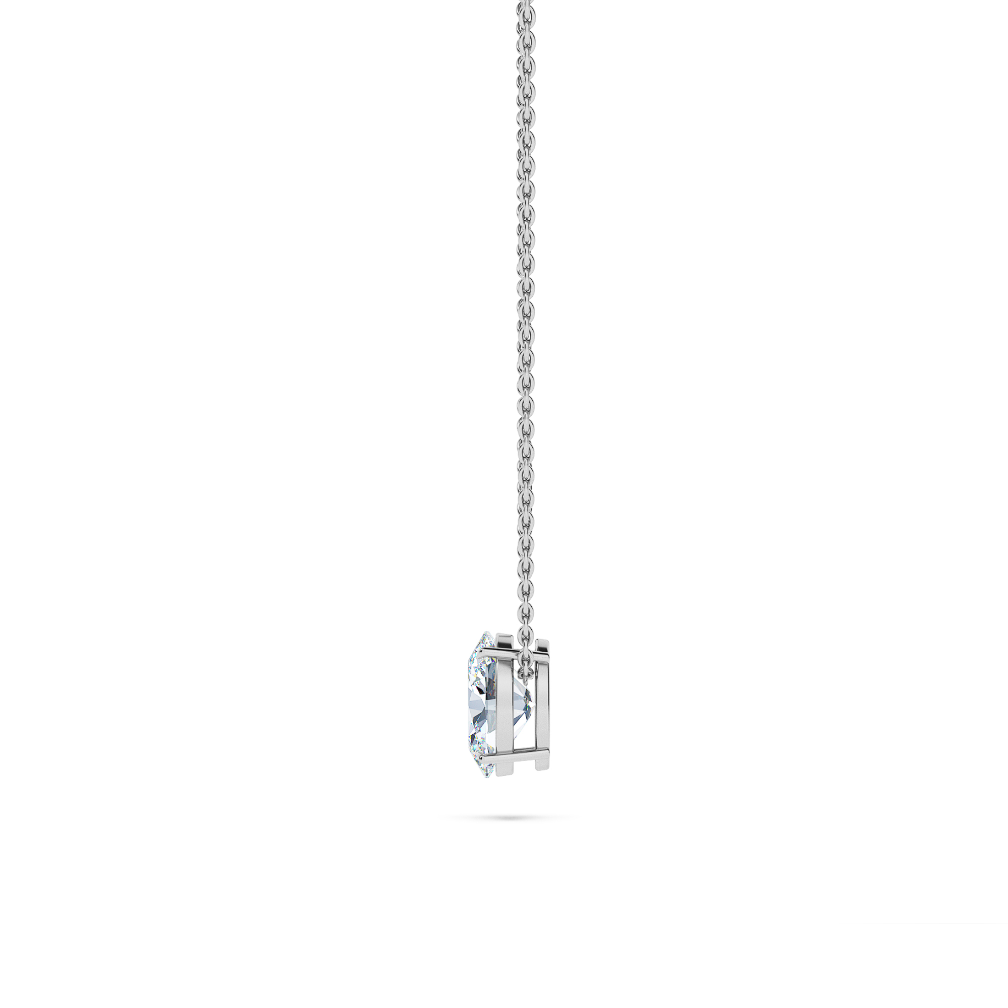 Oval Solitaire Diamond Necklace - PLEASURE DIAMONDS L.L.C. 3
