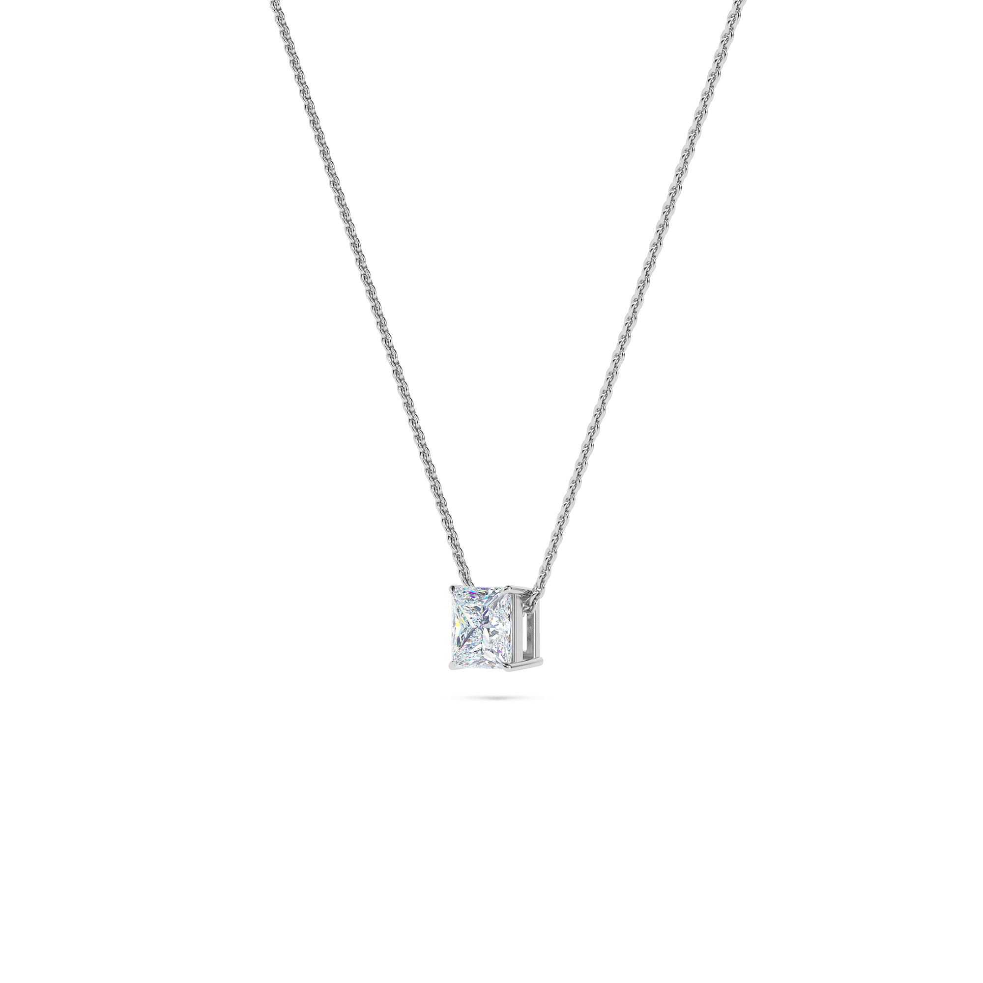 Princess Solitaire Diamond Necklace - PLEASURE DIAMONDS L.L.C. 2