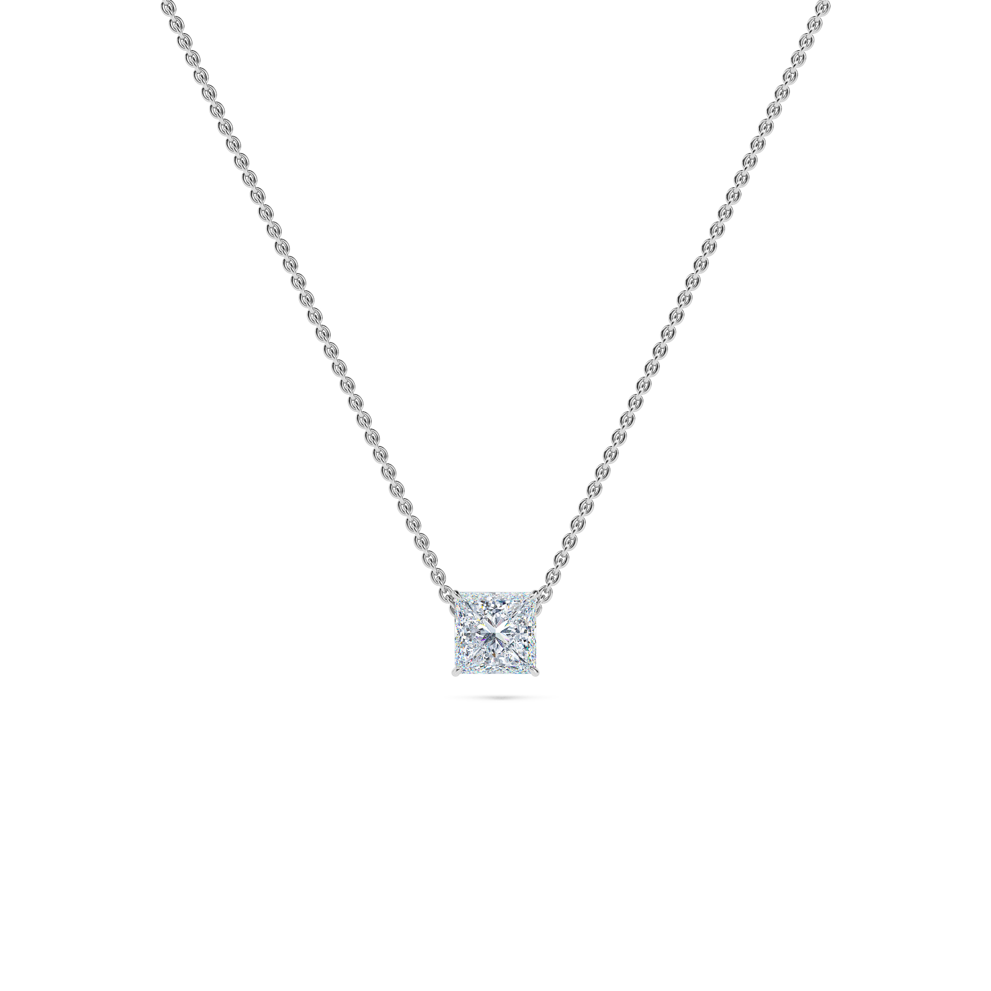 Princess Solitaire Diamond Necklace - PLEASURE DIAMONDS L.L.C. 1