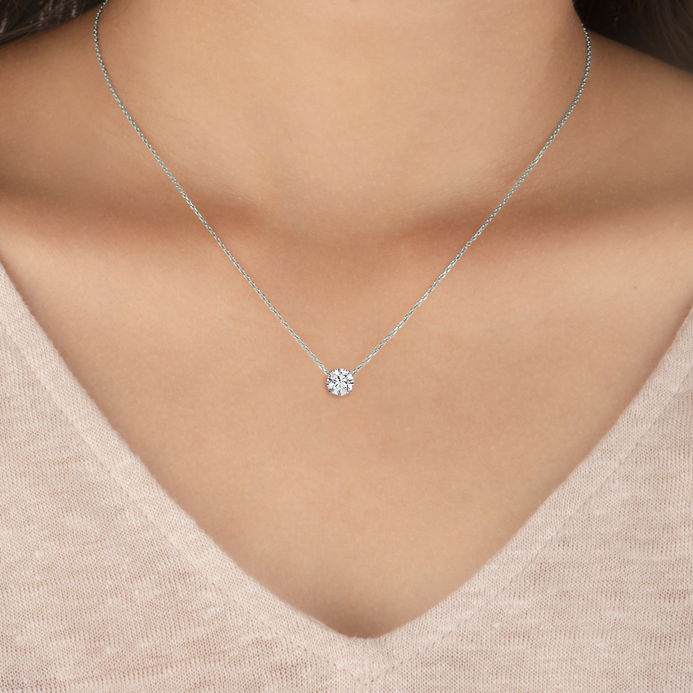 Round Solitaire Diamond Necklace - PLEASURE DIAMONDS L.L.C. 4