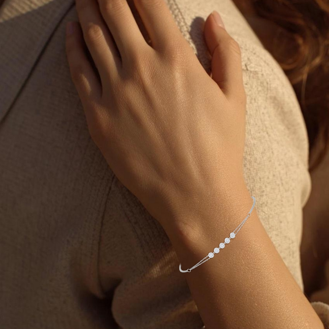 Illuminate Five-Stone Bar Natural Diamond Bracelet - PLEASURE DIAMONDS L.L.C. 2