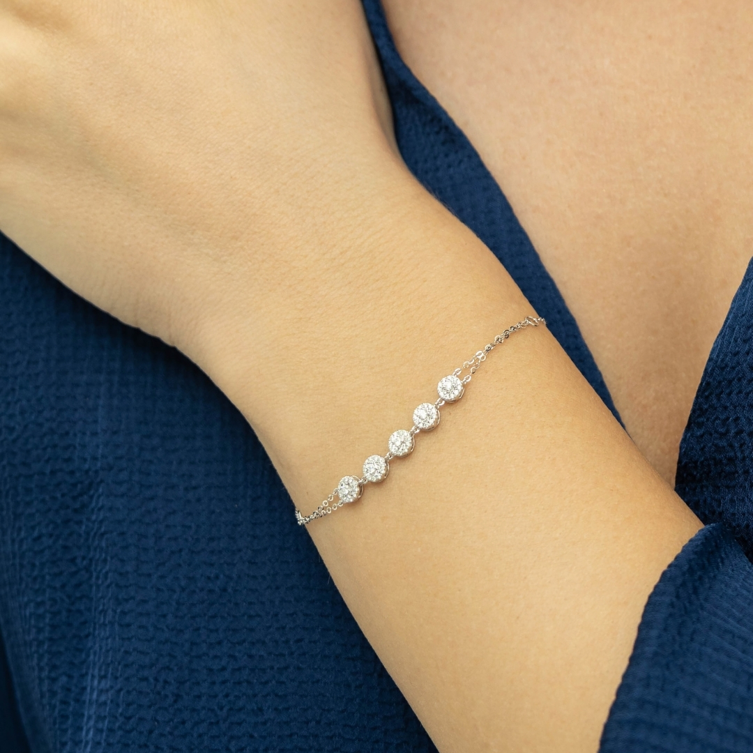 Illuminate Five-Stone Bar Natural Diamond Bracelet - PLEASURE DIAMONDS L.L.C. 4