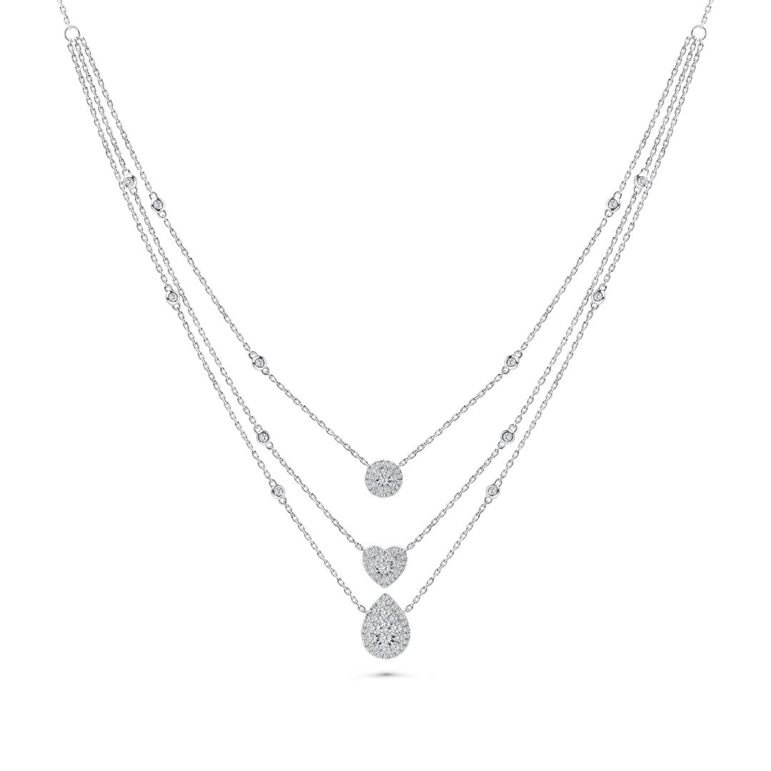 Illuminate Triple-Layered Stack Natural Diamond Necklace - PLEASURE DIAMONDS L.L.C. 1