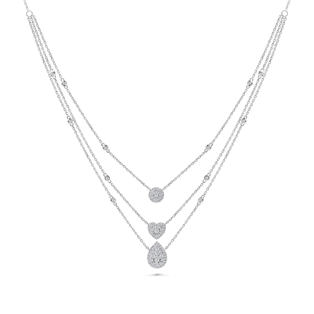 Illuminate Triple-Layered Stack Natural Diamond Necklace - PLEASURE DIAMONDS L.L.C. 1