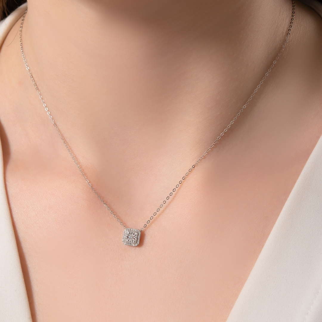 Illuminate Asscher Natural Diamond Necklace - PLEASURE DIAMONDS L.L.C. 5