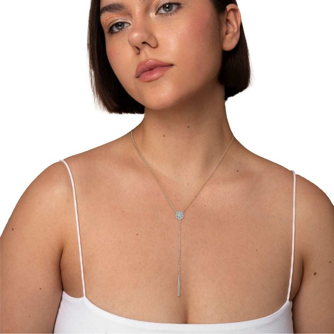 Illuminate Y-Drop Sleek Natural Diamond Necklace - PLEASURE DIAMONDS L.L.C. 2