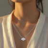 Illuminate Clover Halo Natural Diamond Necklace - PLEASURE DIAMONDS L.L.C. 7
