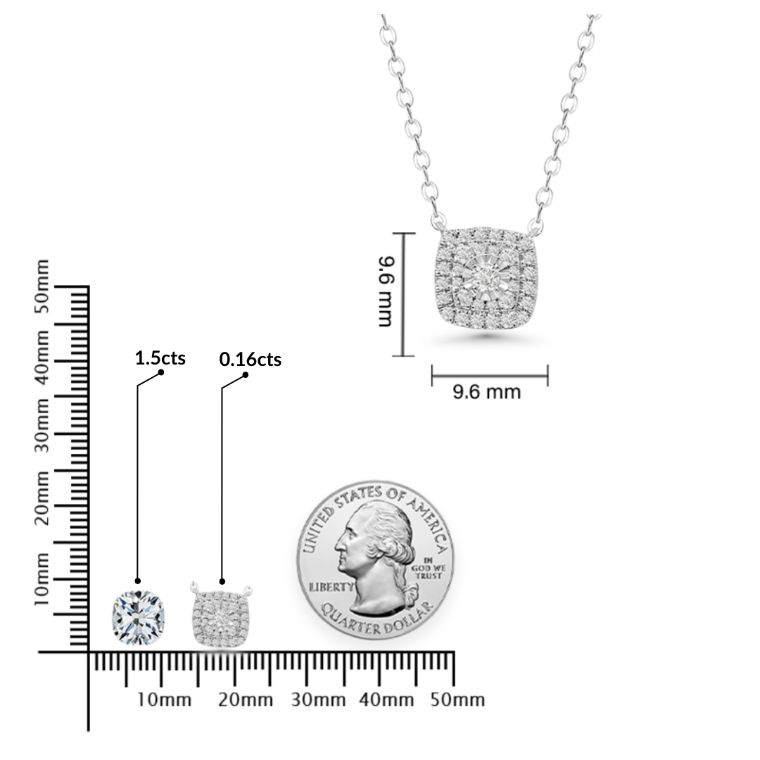 Illuminate Cushion Natural Diamond Necklace - PLEASURE DIAMONDS L.L.C. 4
