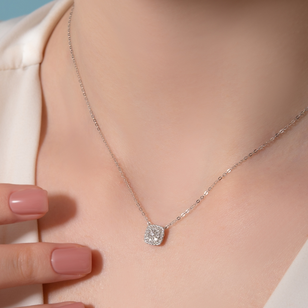 Illuminate Cushion Natural Diamond Necklace - PLEASURE DIAMONDS L.L.C. 2
